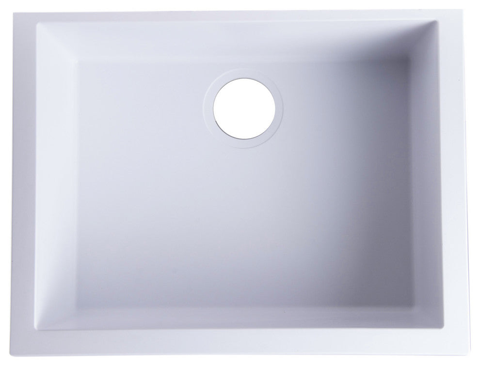 Ab2420Um-W White 24" Undermount Single Bowl Granite Composite Kitchen Sink
