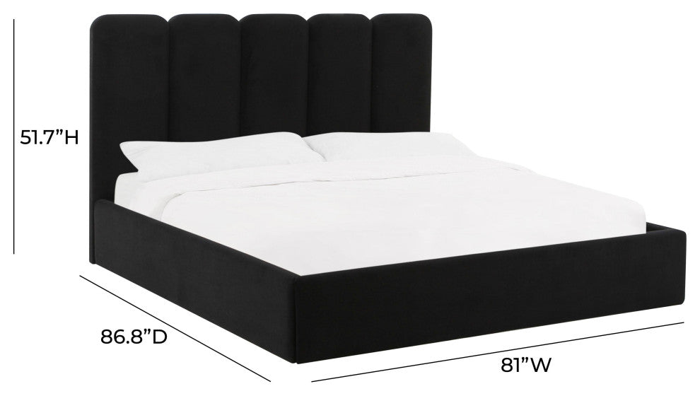 Palani Black Velvet King Bed - Black