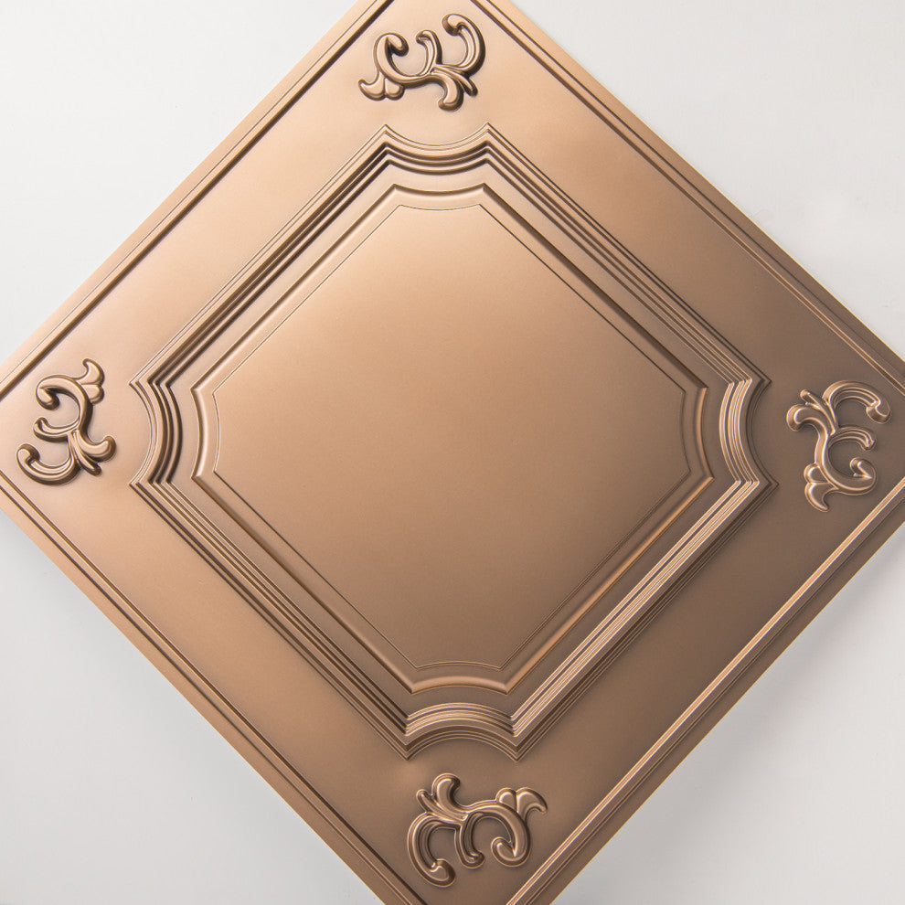 Drop Ceiling Tiles 24x24inch (12-Pack, 48 Sq.ft), Wainscoting Panels Glue Up 2x2, Bronze