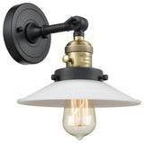 Halophane 1-Light Sconce, Black Antique Brass, Matte White Halophane