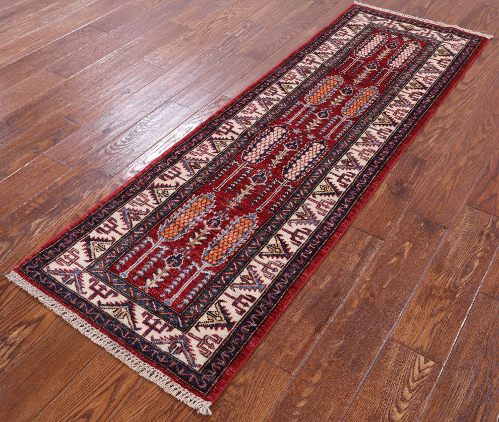 Hand-Knotted Super Kazak Runner Rug 2' 0" X 6' 2" Q7714
