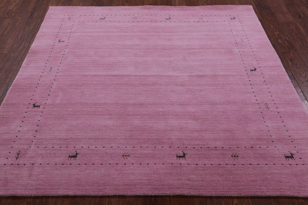 6' Square Hand Knotted Persian Gabbeh Wool Rug - Q15308