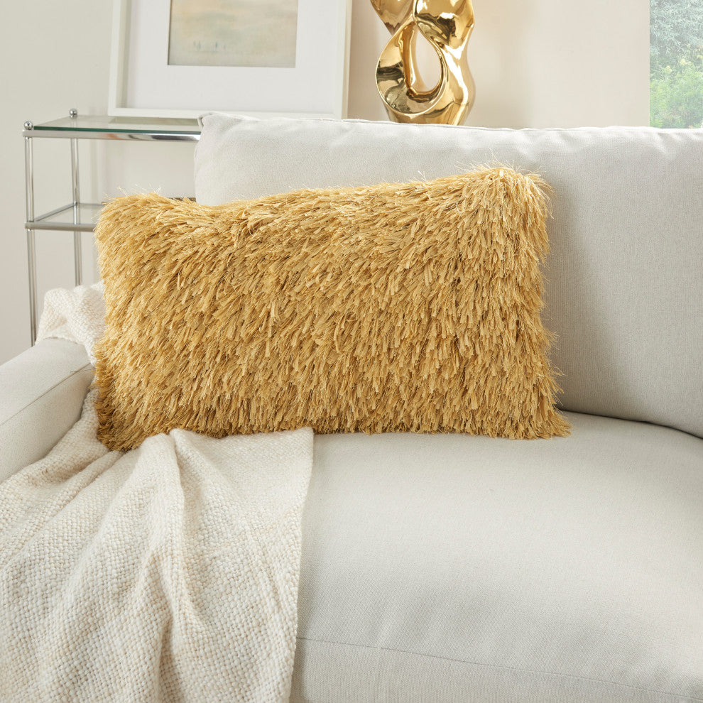 Mina Victory TL048 Throw Pillow, Yellow, 14" x 24"