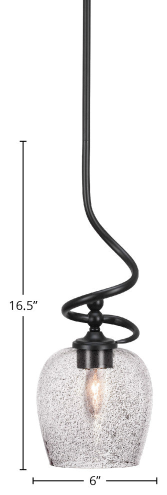 Capri 1-Light Mini Pendant with Hang Straight Swivel, Matte Black/Smoke Bubble