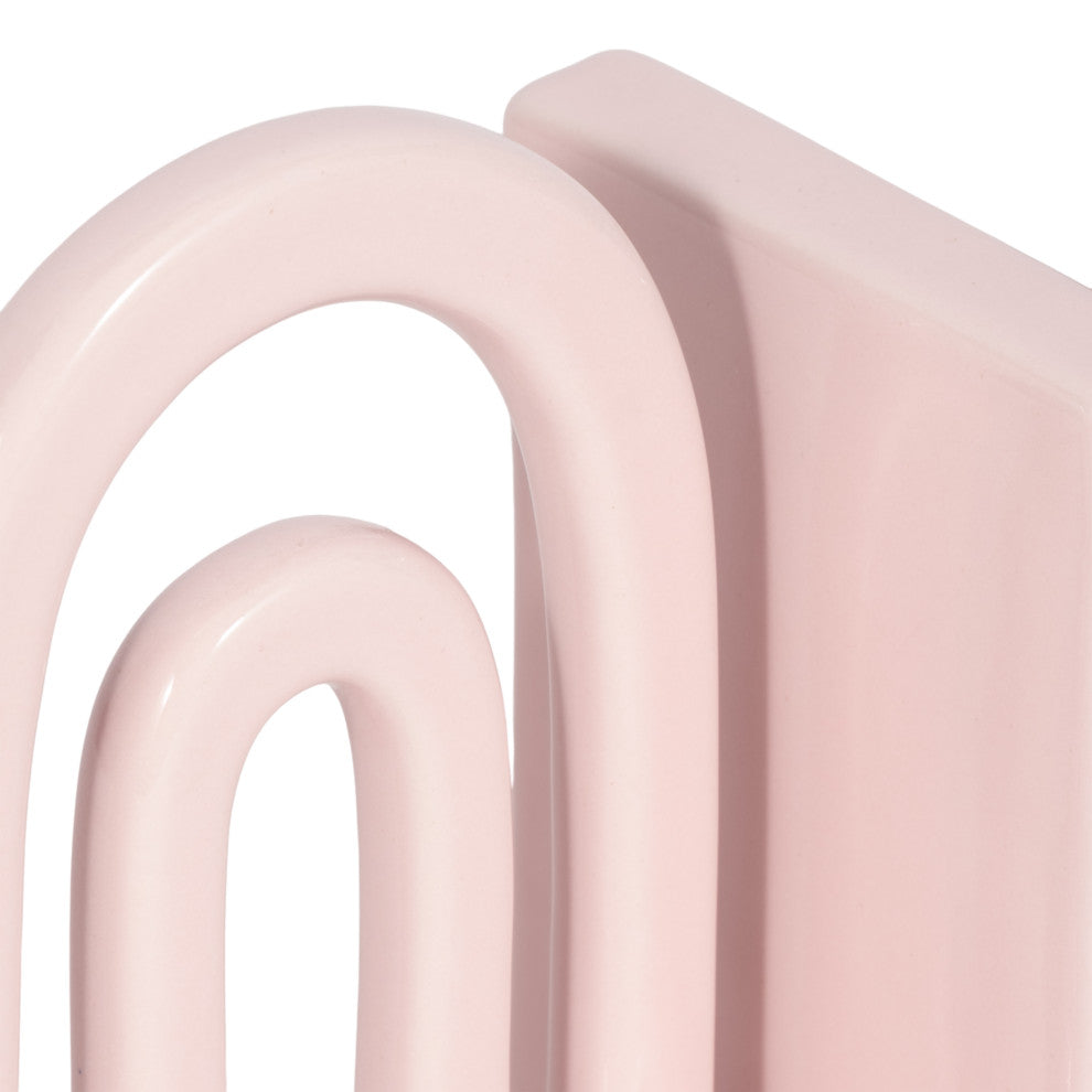 Ceramic Set of 2 6" Arch Bookends, Blush