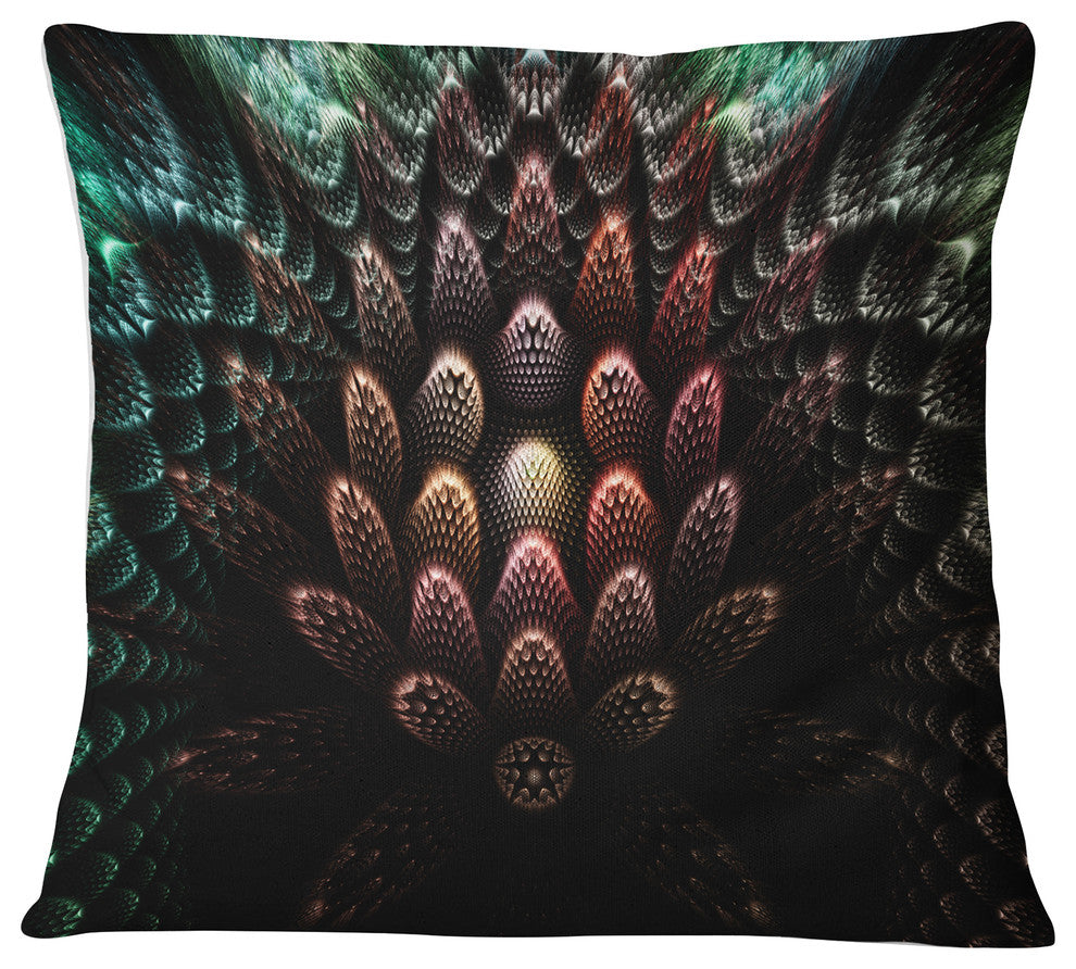 Fractal 3D Flower Fantasy Contemporary Throw Pillow, 18"x18"