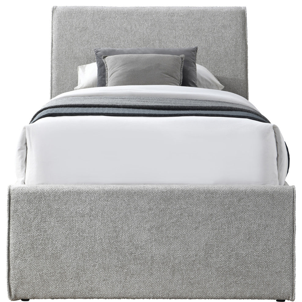 Myles Upholstered Trundle Bed, Gray, Twin, Chenille Fabric