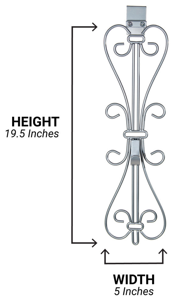 Adjustable Wreath Hanger for Door Elegant, Black, Silver