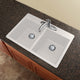 Radius 33" silQ Granite Double Bowl Kitchen Sink with 1 Hole in White
