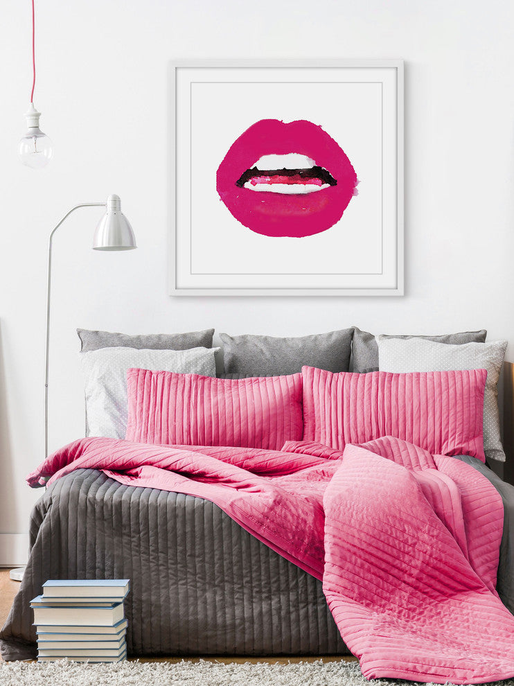 Marmont Hill, "Lips Colors Pink" by Amanda Greenwood Framed Painting, 18x18
