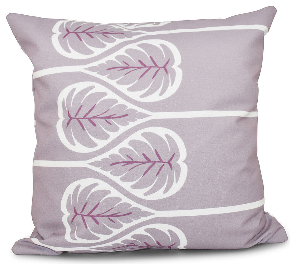 Fern Floral Print Pillow, Lavender, 16"x16"