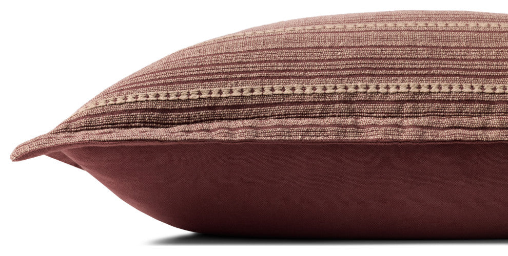 Chris Loves Julia x Loloi Howie Wine / Natural 13'' x 21'' Cover, Poly Pillow