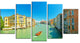 Green Grand Canal Venice, Landscape Canvas Art Print, 60"x32", 5 Panels