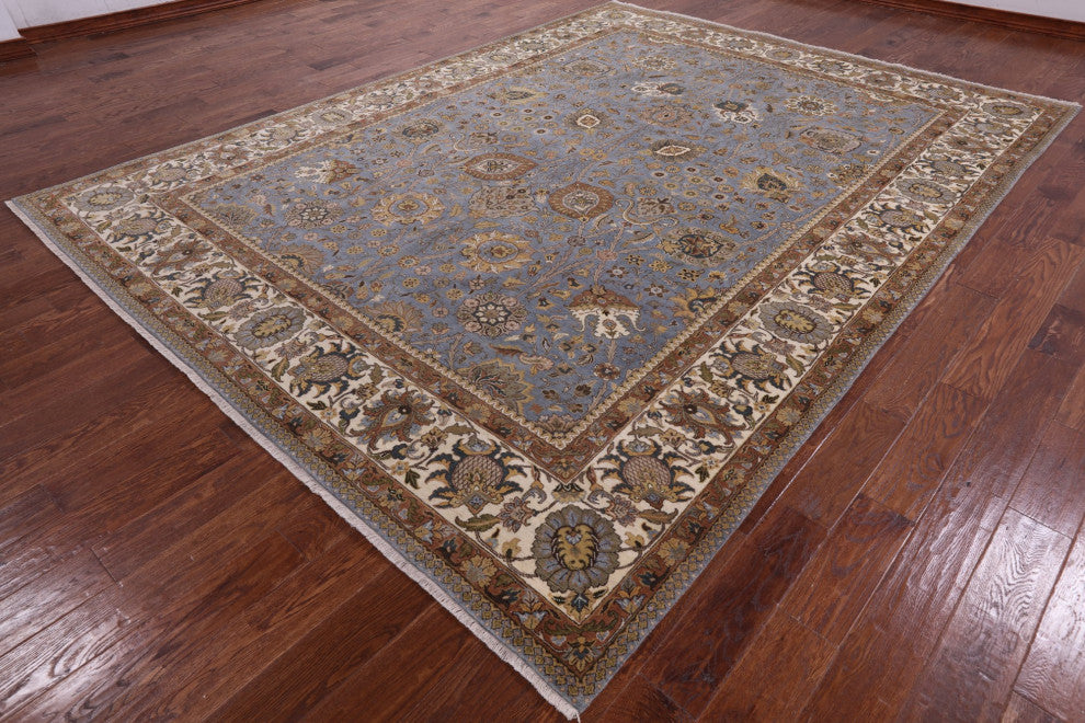 Hand-Knotted Persian Tabriz Wool Rug 8' 9" X 11' 9" Q6154