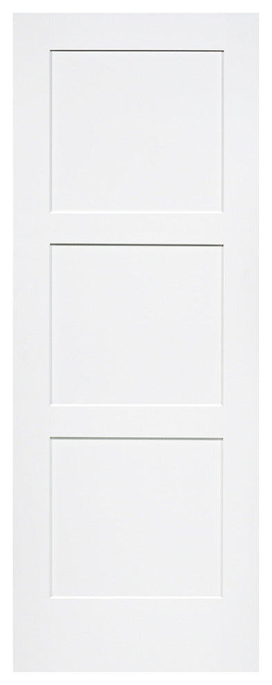 3-Panel Kimberly Bay Door, Interior Slab Shaker, White, 80"x32"x1.375"
