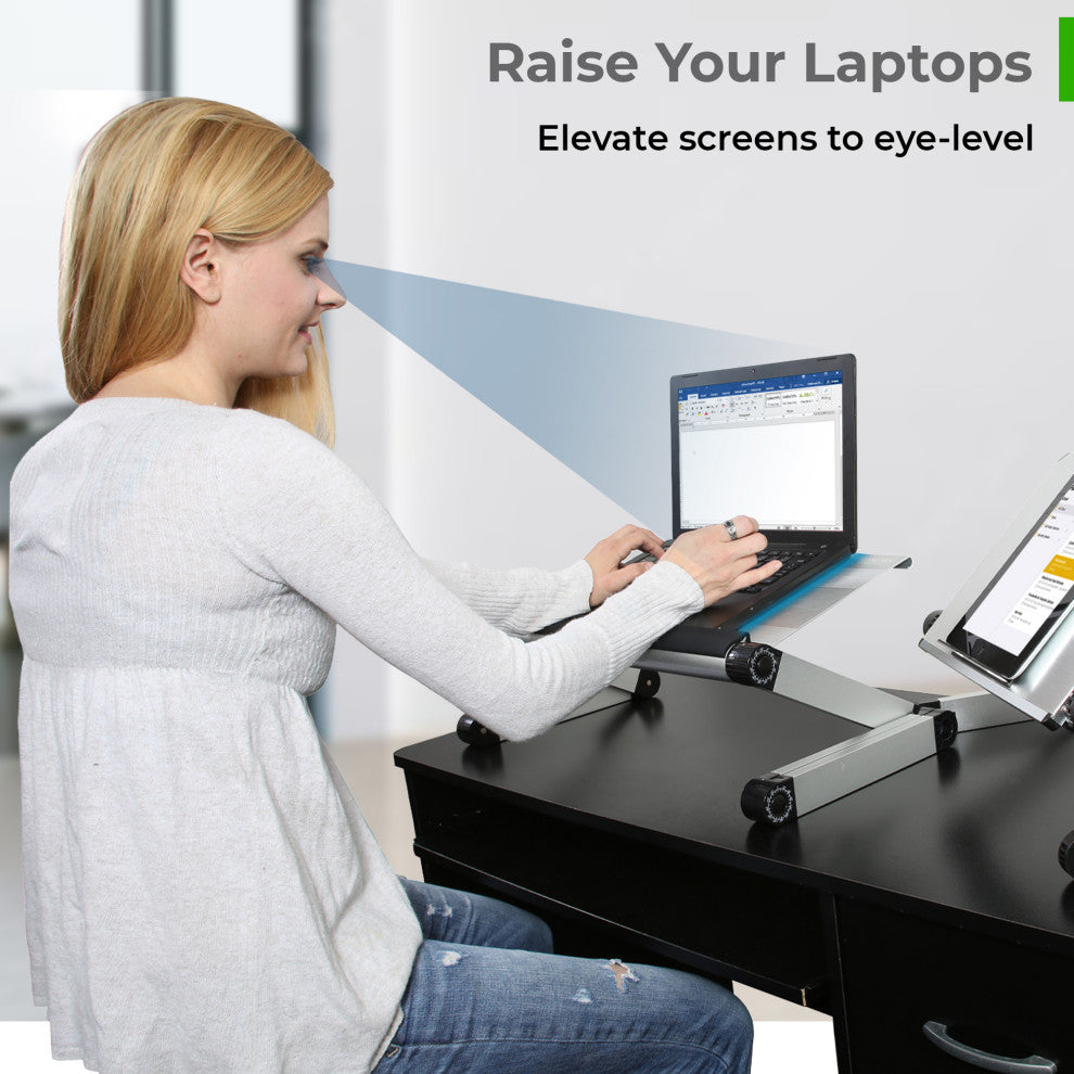 Workez Adjustable Height, Ergonomic Aluminum Cool Laptop Stand, Silver
