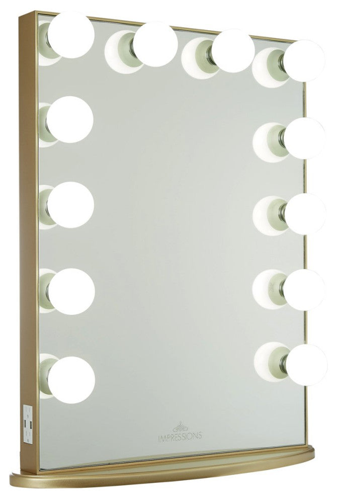 Hollywood Glow XL Vanity Mirror, Champagne Gold, Frosted Led Globe Bulbs