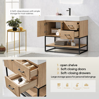 Alistair Vanity, North American Oak, Matte Black Hardware, 36", With Mirror