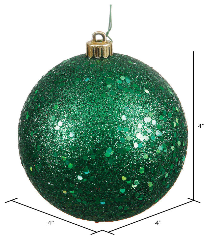 Vickerman N591024Dq 4" Emerald Sequin Ball Ornament, 6 Per Bag