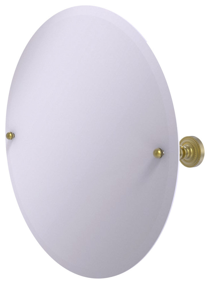 Frameless Round Tilt Mirror with Beveled Edge, Satin Brass
