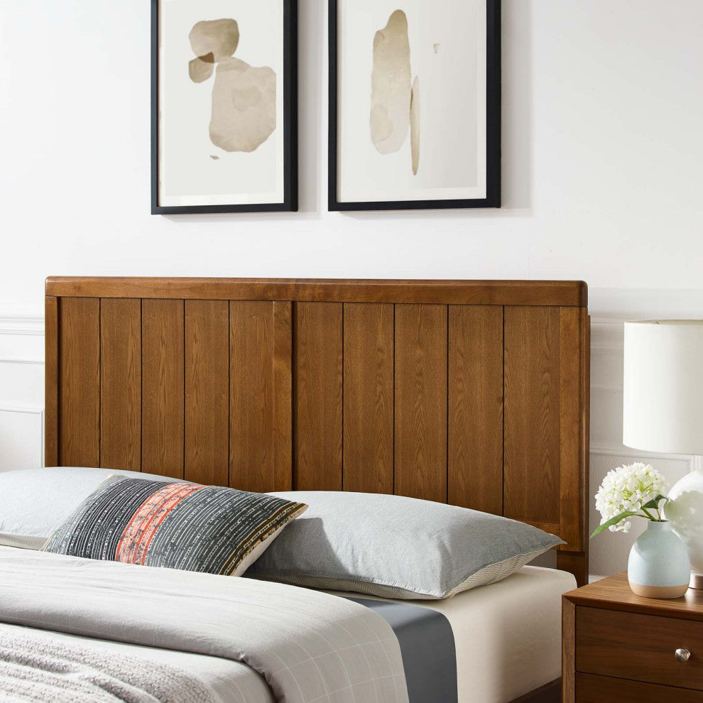 Headboard, King Size, Wood, Brown Walnut, Modern Mid-Century, Bedroom Master