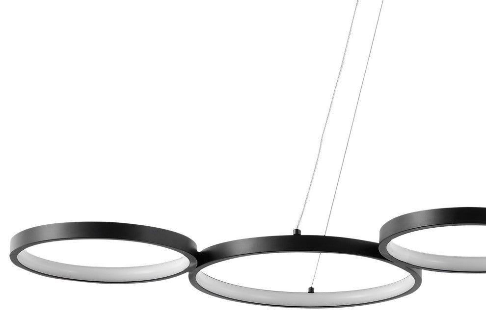 Roman 40.75" 5-Light Bohemian Coastal Iron Linear Integrated LED Pendant, Black