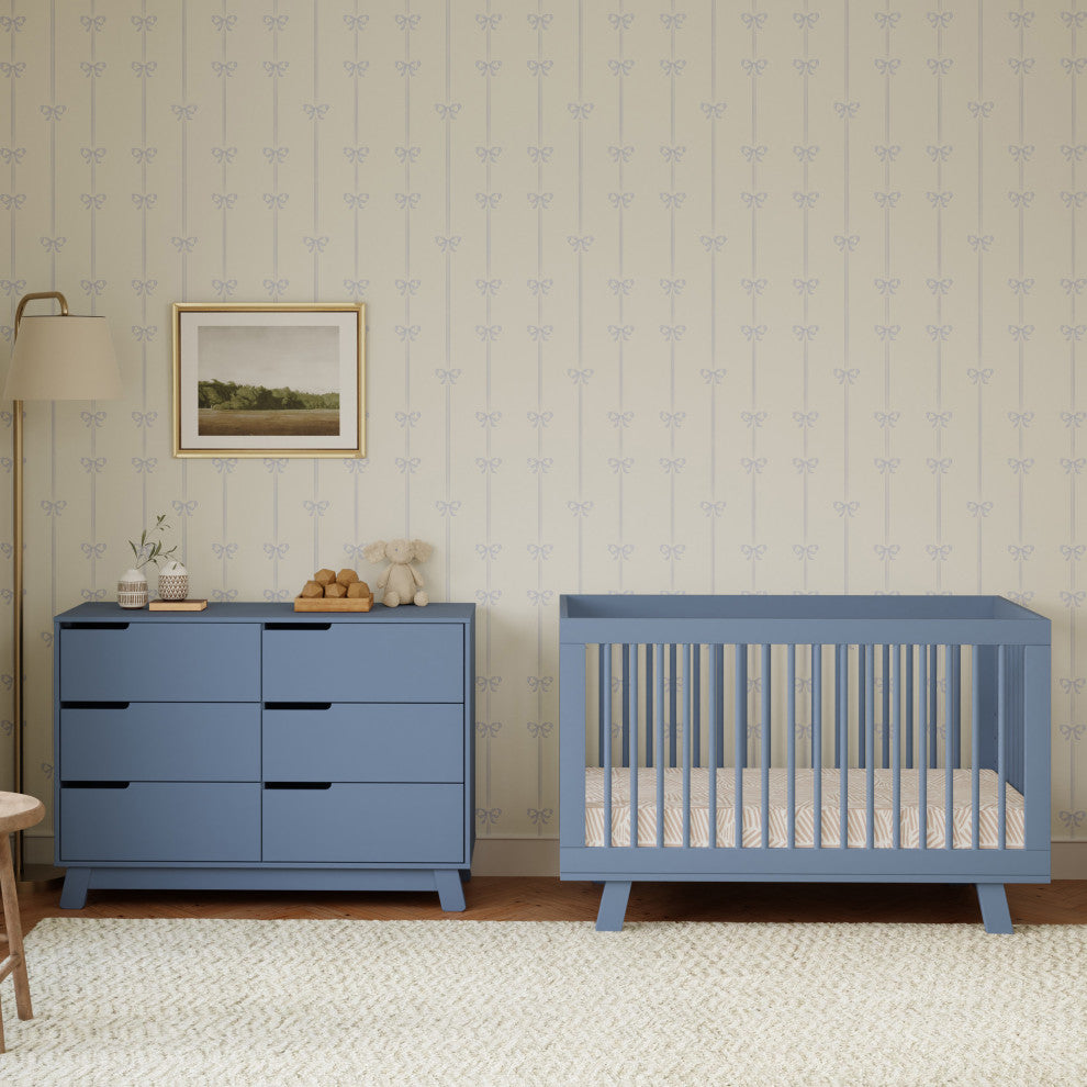 Hudson 3-in-1 Convertible Crib With Toddler Bed Conversion Kit, Cove Blue