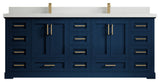 Boston 84 Double Sink Bath Vanity in Navy Blue 2" White Quartz