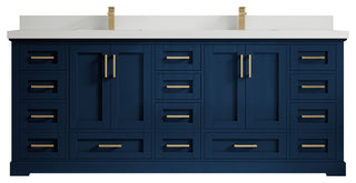 Boston 84 Double Sink Bath Vanity in Navy Blue 2" White Quartz