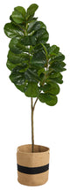 T2911 5.5 Fiddle Leaf Fig Artificial Tree in Handmade Natural Cotton Planter
