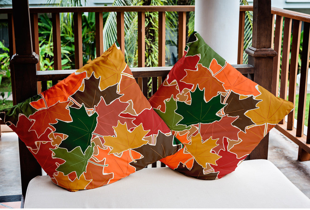Leaf Pile Indoor/Outdoor Throw Pillow, Forest Green, 20"x20"