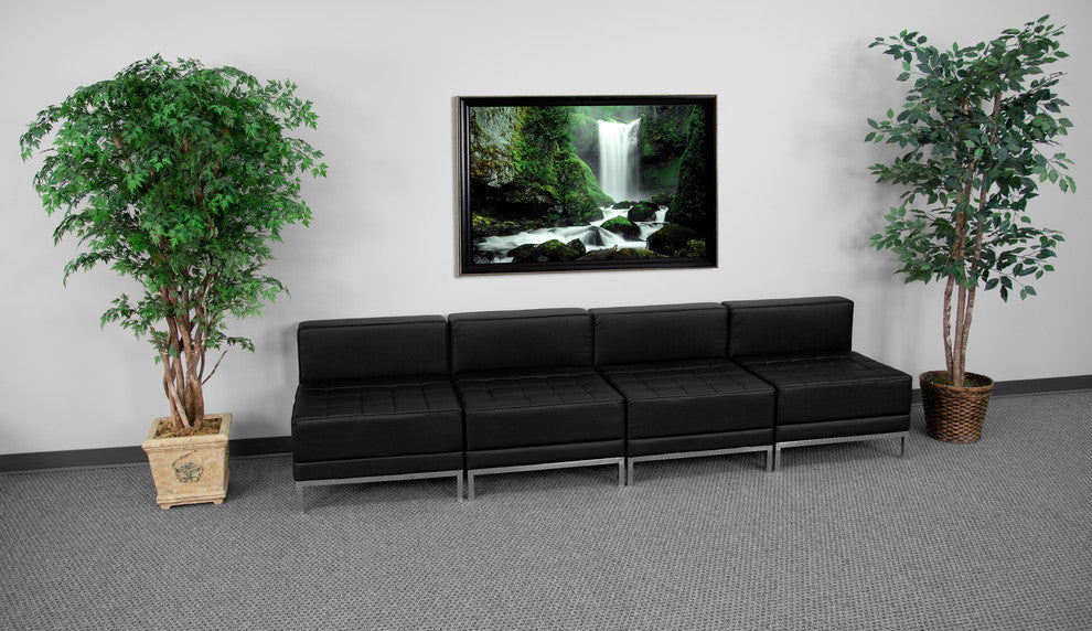 Hercules Imagination Series Black Leather Lounge Set, 4 Pieces