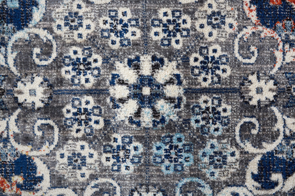 Weave & Wander Bellini Rug, Blue/Gray/Rust, 7ft-10in x 10ft-10in