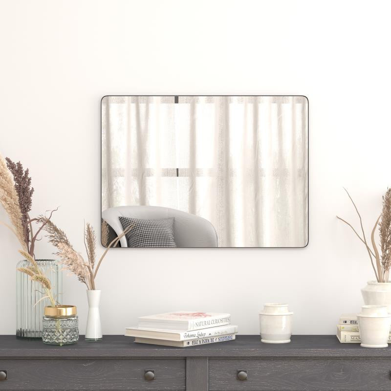 Susan Wall Mirror Hangs Horizontally or Vertically, Black, 22" X 30"