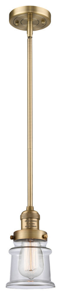 Small Canton 1-Light Mini Pendant, Brushed Brass, Clear