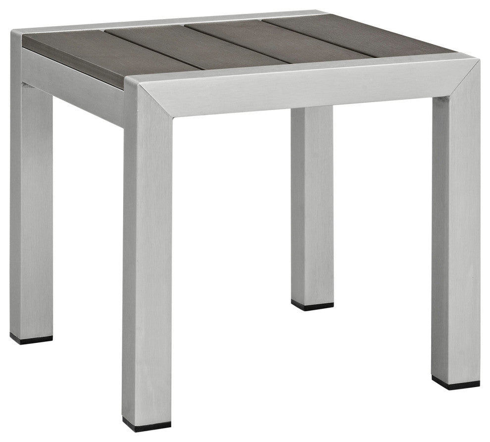 Silver Gray Shore Outdoor Patio Aluminum Side Table