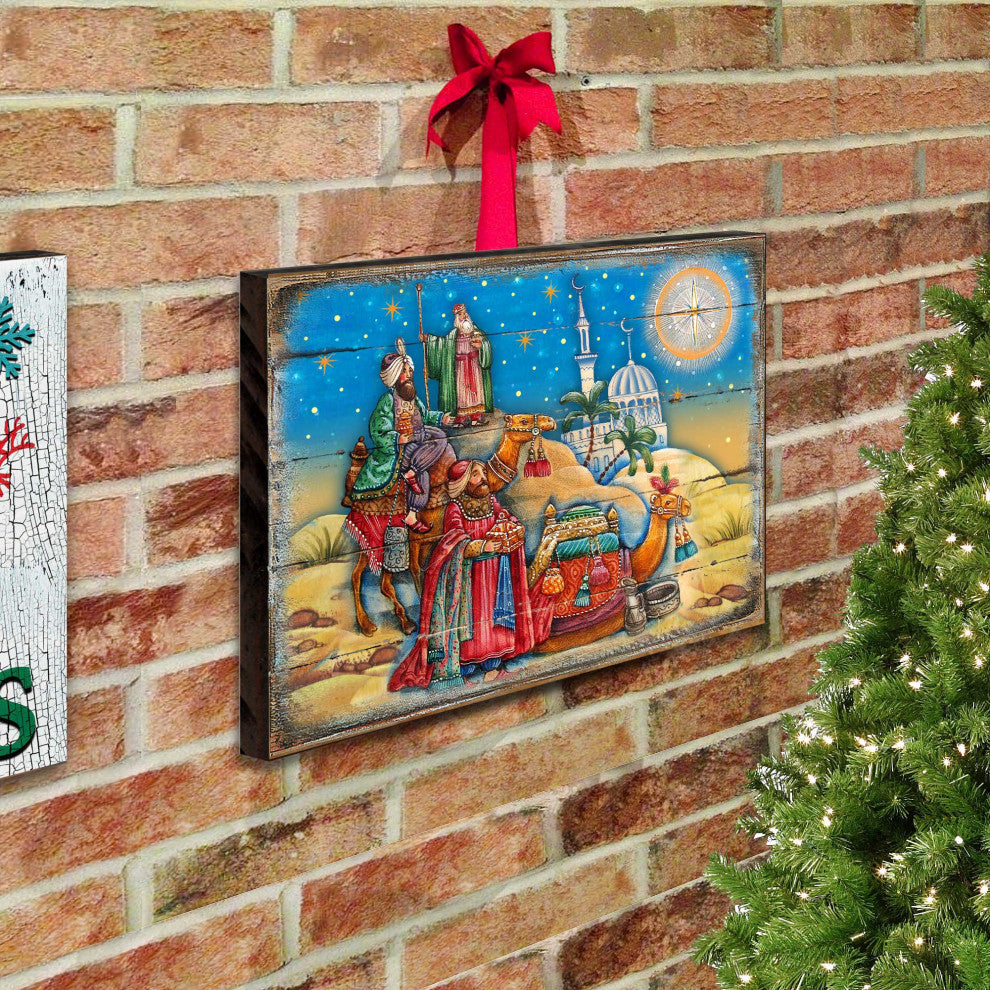3 Kings Nativity Wooden Wall Art, Small, 12"x9"