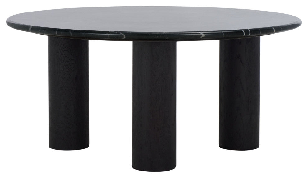 Safavieh Couture Tylee Round Marble Coffee Table, Black