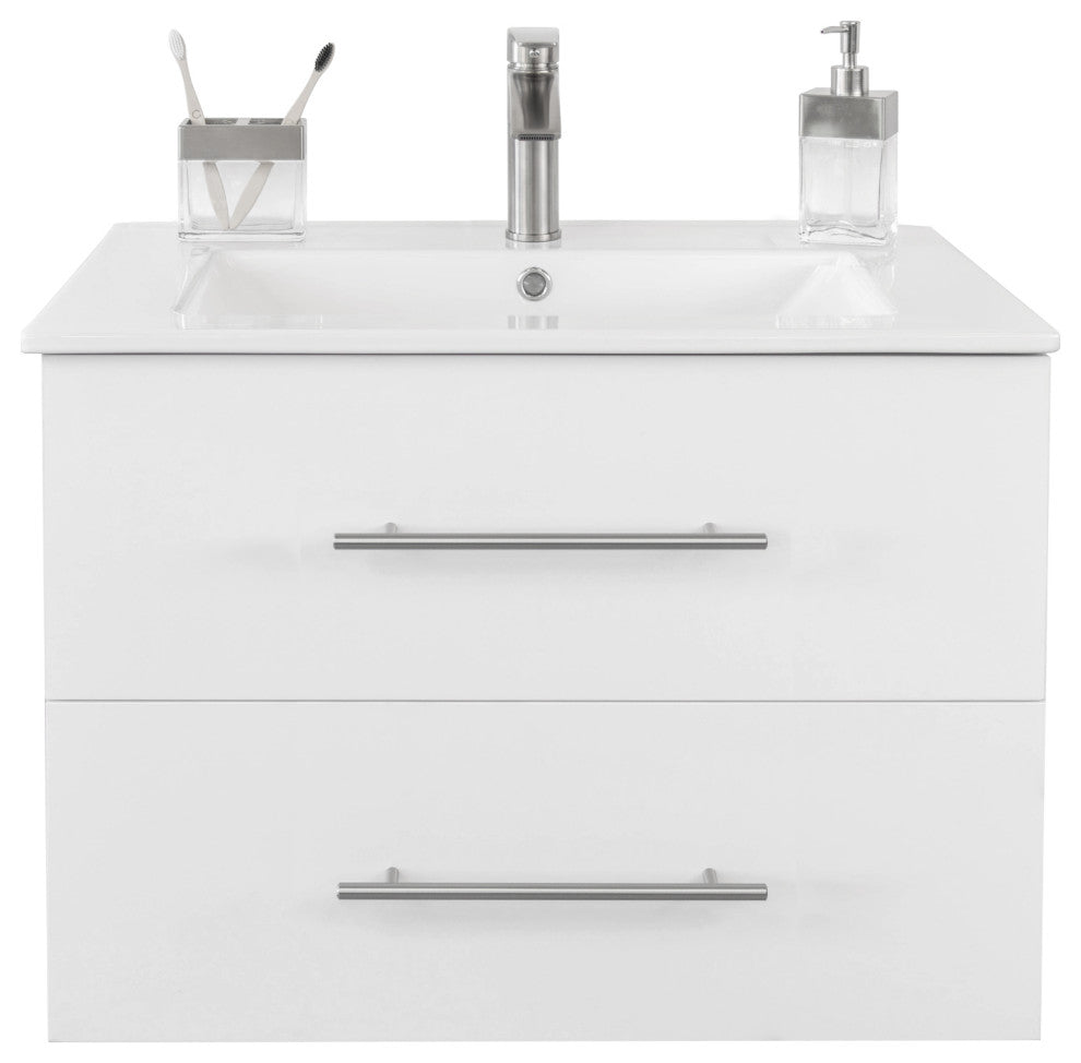 Utopia 36" Single Sink Wall-Mounted Bathroom Vanity Set, White
