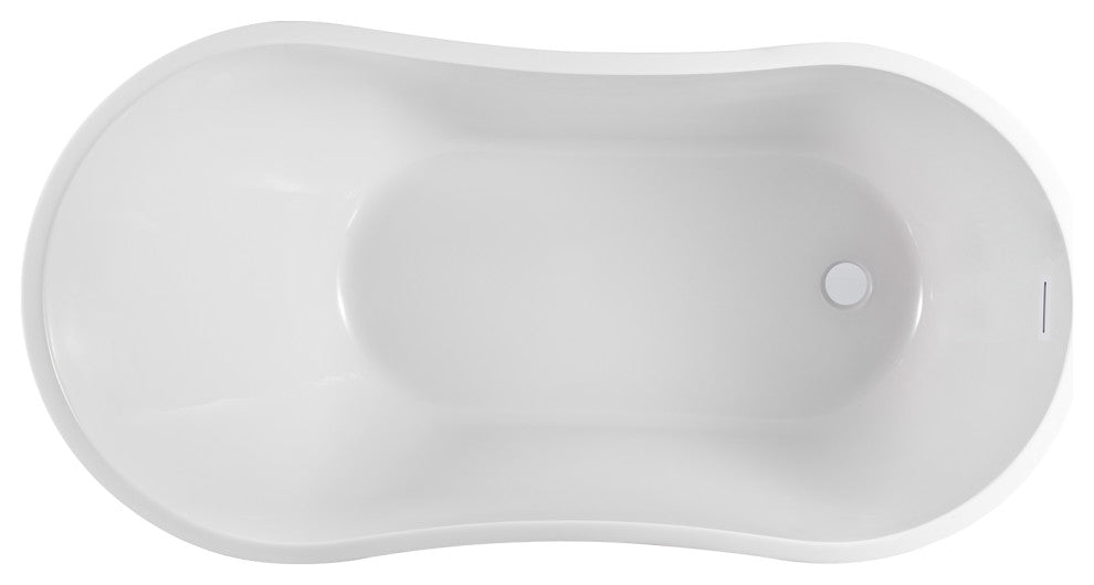 54" Freestanding Acrylic Soaking Bathtub, Pure White