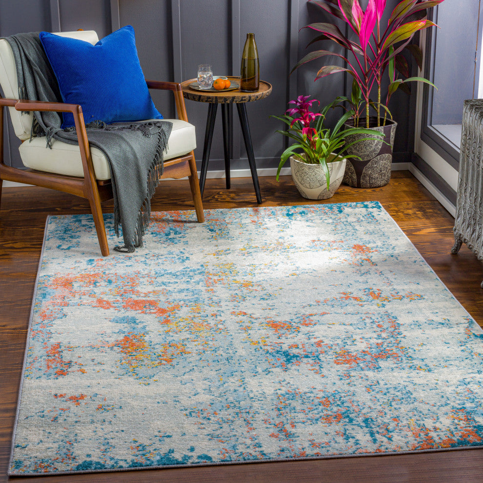 Sunderland SUN-2335 Modern Blue/Rust 7'10"x10'3" Area Rug