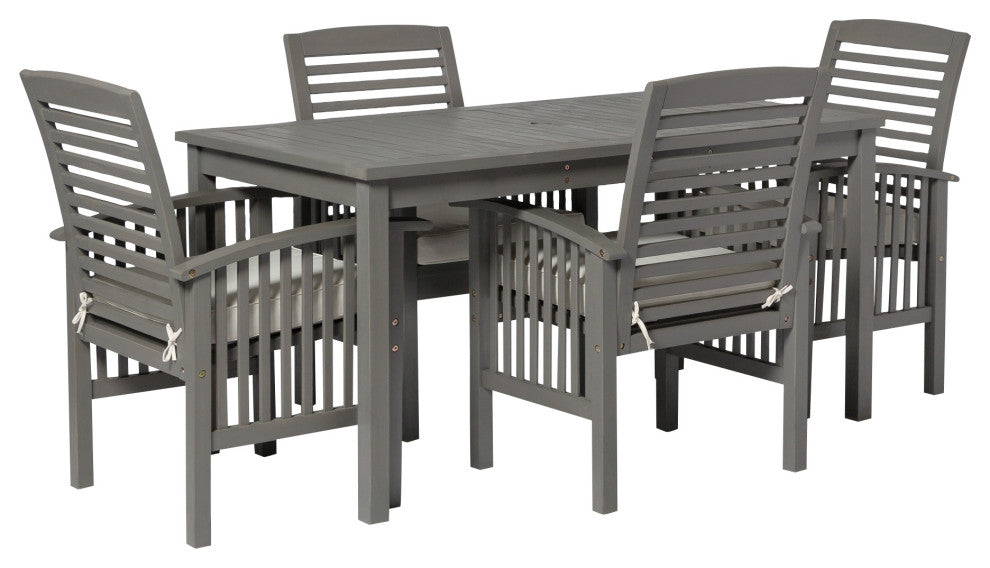 5-Piece Simple Outdoor Patio Dining Set - Grey Wash