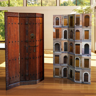 6' Tall Double Sided Doors Canvas Room Divider