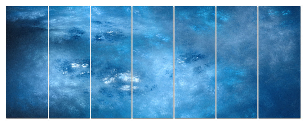 Blur Clear Blue Sky with Stars, Abstract Canvas Art Print, 83"x32", 7 Panels