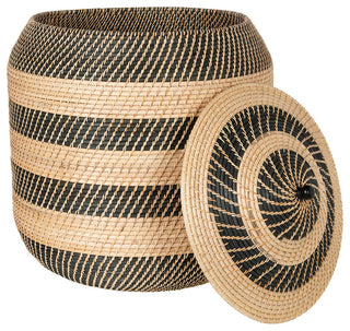 Extra-Large Rattan Belly Basket, Natural and Black