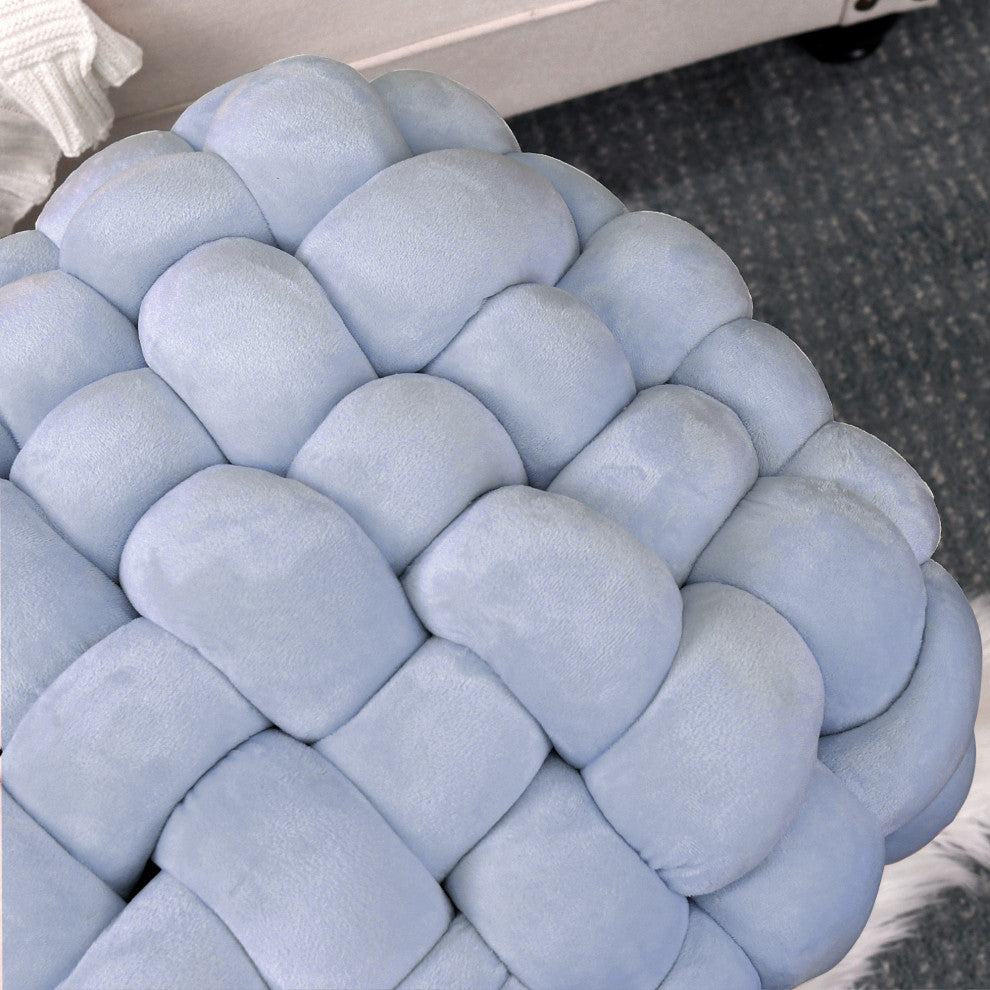 Velvet Pouf Stool Ottoman, Lilac Gray, 27''x20''x20''