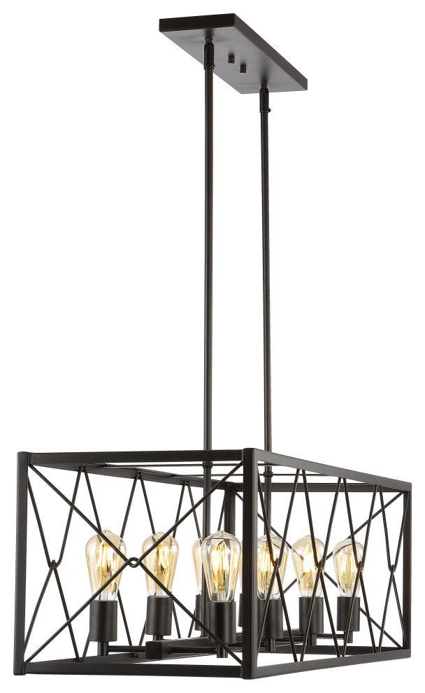 Galax 39" 8-Light Adjustable Iron Farmhouse LED Pendant, Bronze by JONATHAN Y