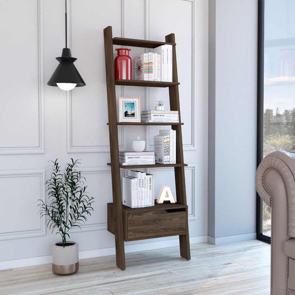 Hamburg Ladder Bookcase Dark Walnut