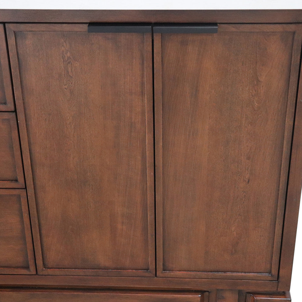 37" Single Sink Vanity, Dark Cherry With Engineered Stone Top