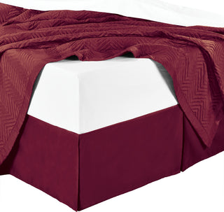 Split Corner 100% Cotton Sateen Solid Bed Skirt, Burgundy, California King